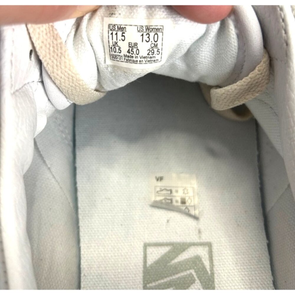 Vans Old Skool Low Top Unisex Sneakers White Gray Leather Women 13 Men 11.5 New - Picture 8 of 9